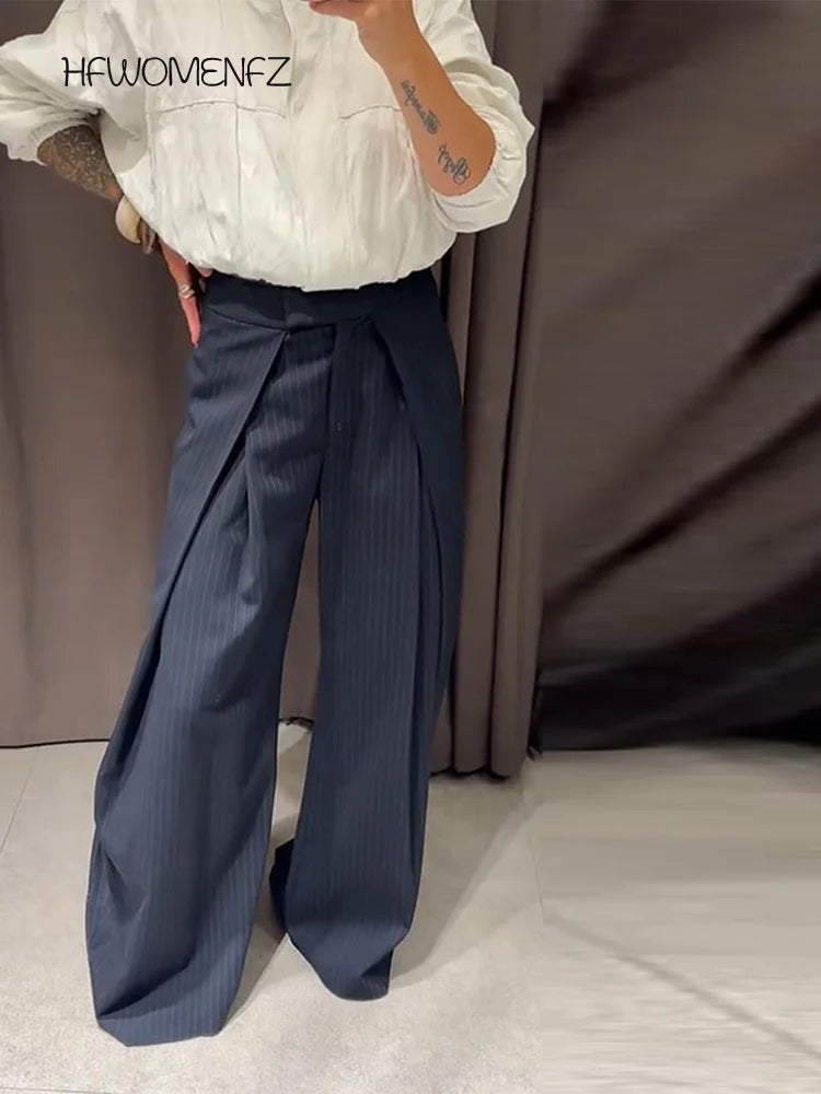 Casual Striped Loose Pants Women High Waist