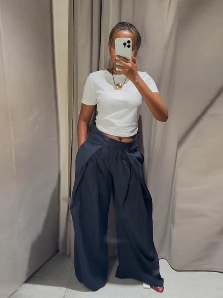 Casual Striped Loose Pants Women High Waist